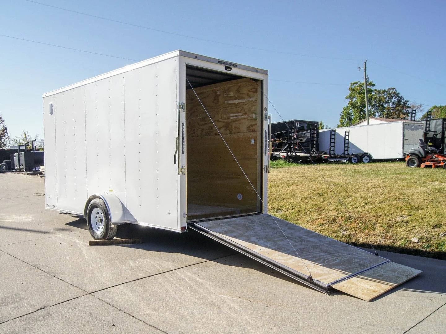 6×14 White Slant Top V-Nose Enclosed Trailer 3,500lb Axle - Image 8