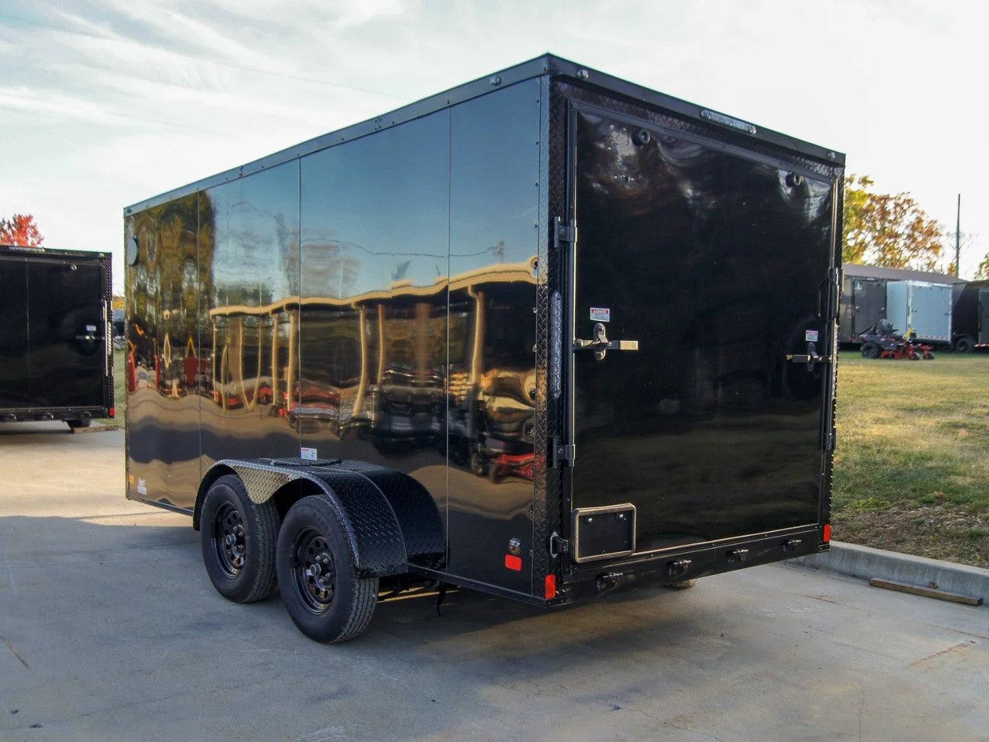 7×14 Enclosed Trailer Black V-Nose Blackout Package Storage (2) 3,500lb Axles - Image 5