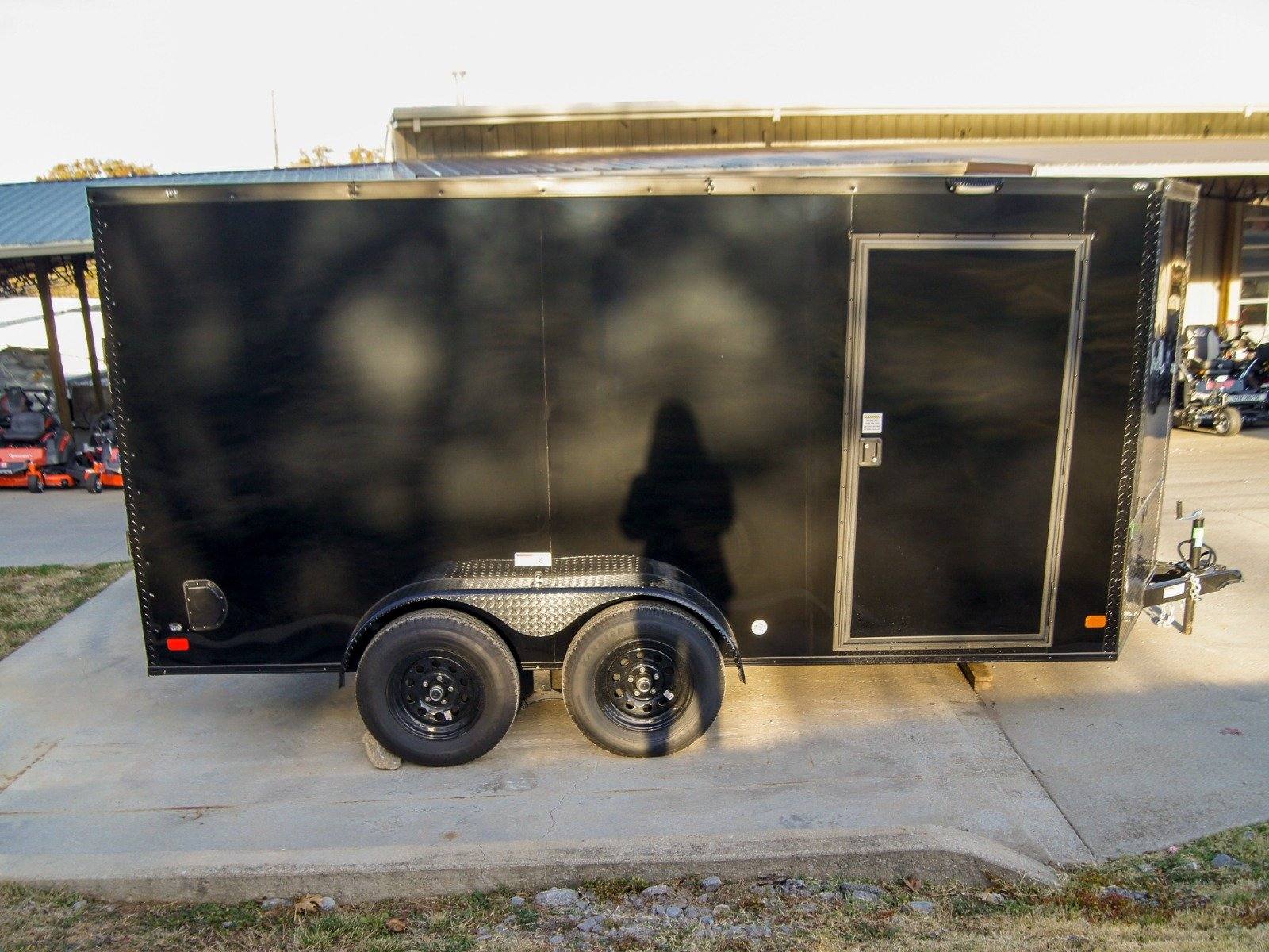 7×14 Enclosed Trailer Black V-Nose Blackout Package Storage (2) 3,500lb Axles - Image 6