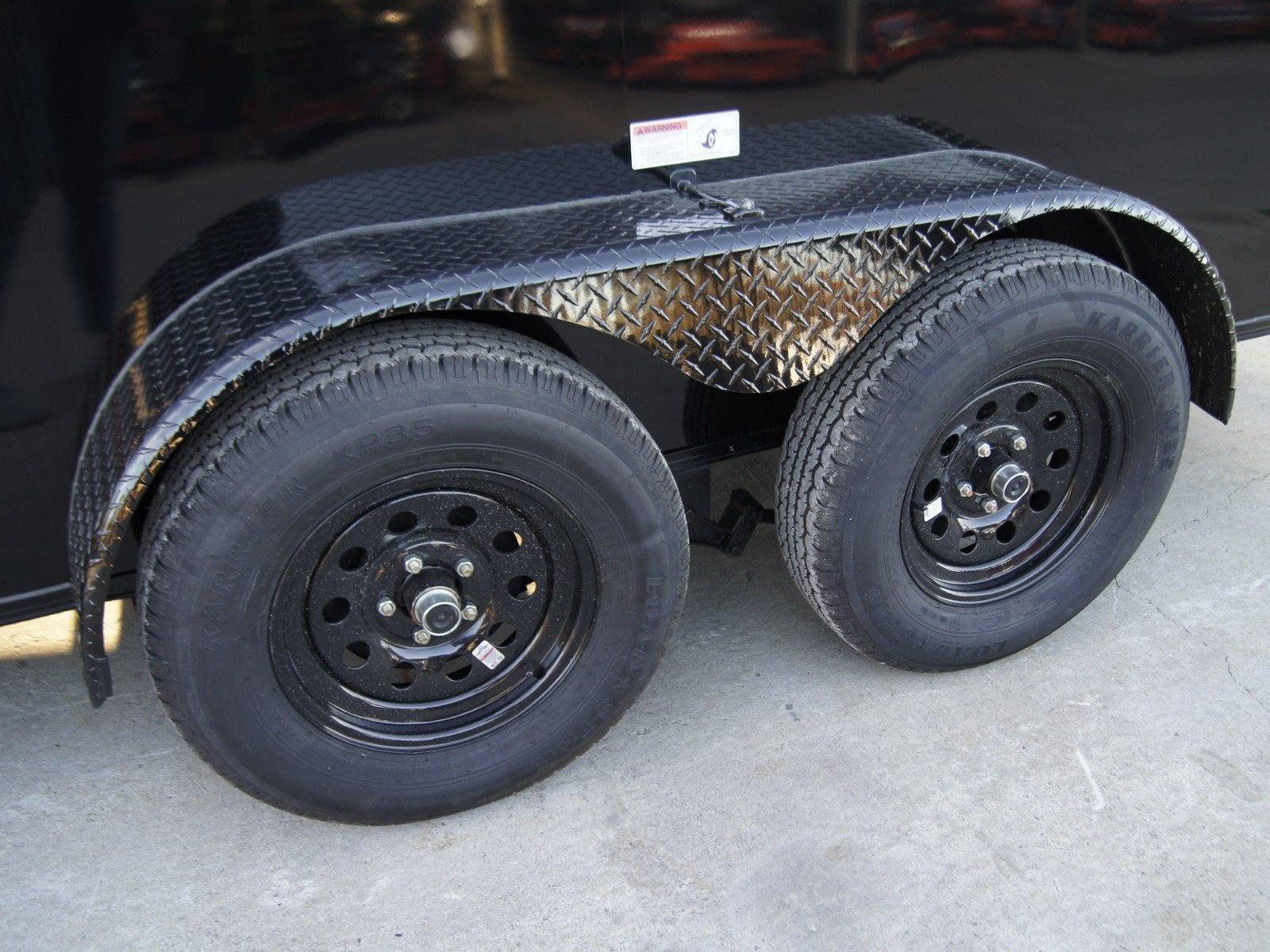 7×14 Enclosed Trailer Black V-Nose Blackout Package Storage (2) 3,500lb Axles - Image 9