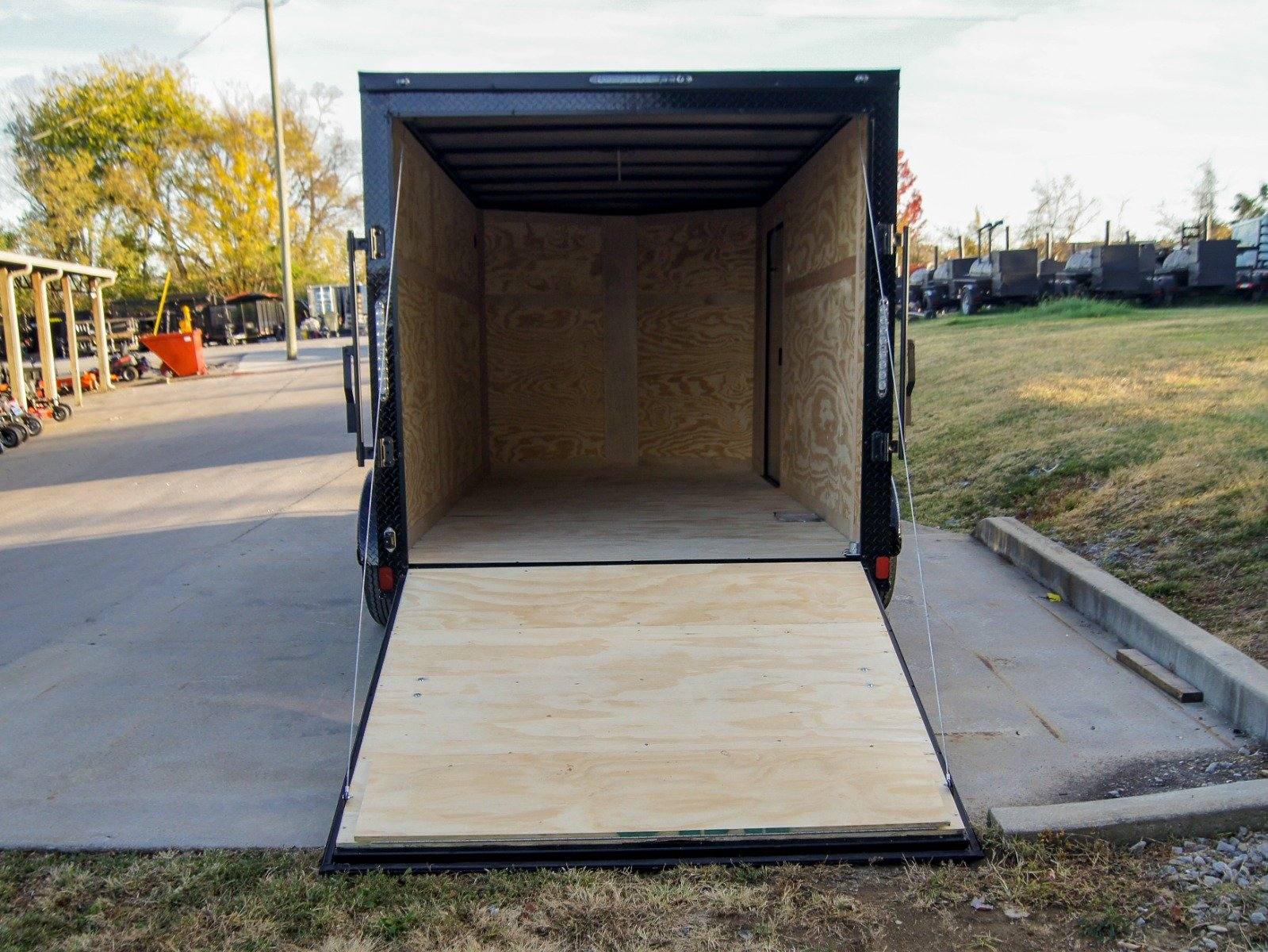 7×14 Enclosed Trailer Black V-Nose Blackout Package Storage (2) 3,500lb Axles - Image 11