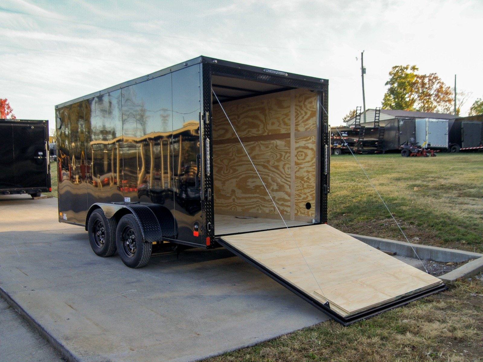 7×14 Enclosed Trailer Black V-Nose Blackout Package Storage (2) 3,500lb Axles - Image 12