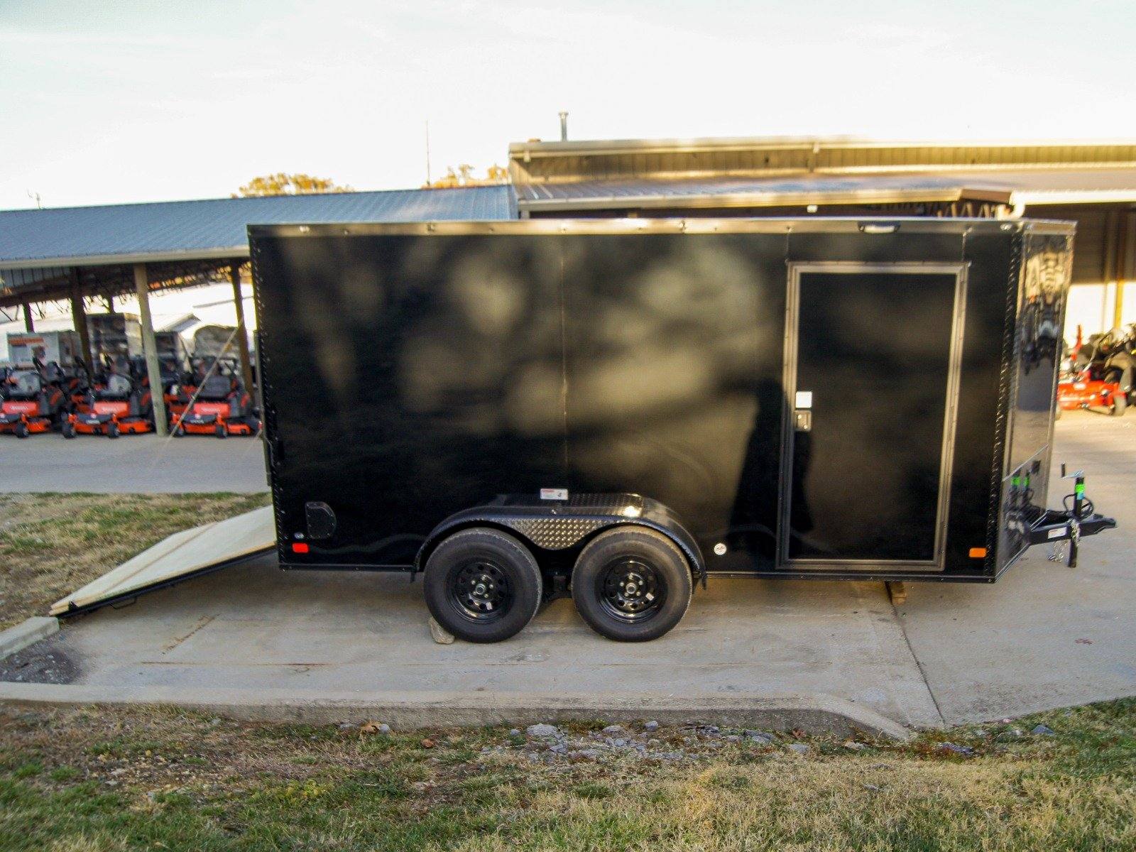 7×14 Enclosed Trailer Black V-Nose Blackout Package Storage (2) 3,500lb Axles - Image 16