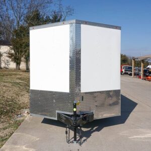 Enclosed Trailer Custom 7’x18′ White Tandem Axle with Ramp and E-Tracks Storage