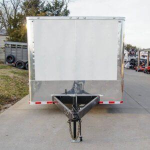 8.5×28 Flat Nose White Enclosed Trailer (2) 5,200lb Axles Cargo Storage