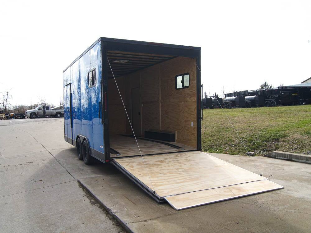 8.5×18 Blue V-Nose Slant Top Enclosed Trailer with Blackout Package - Image 16