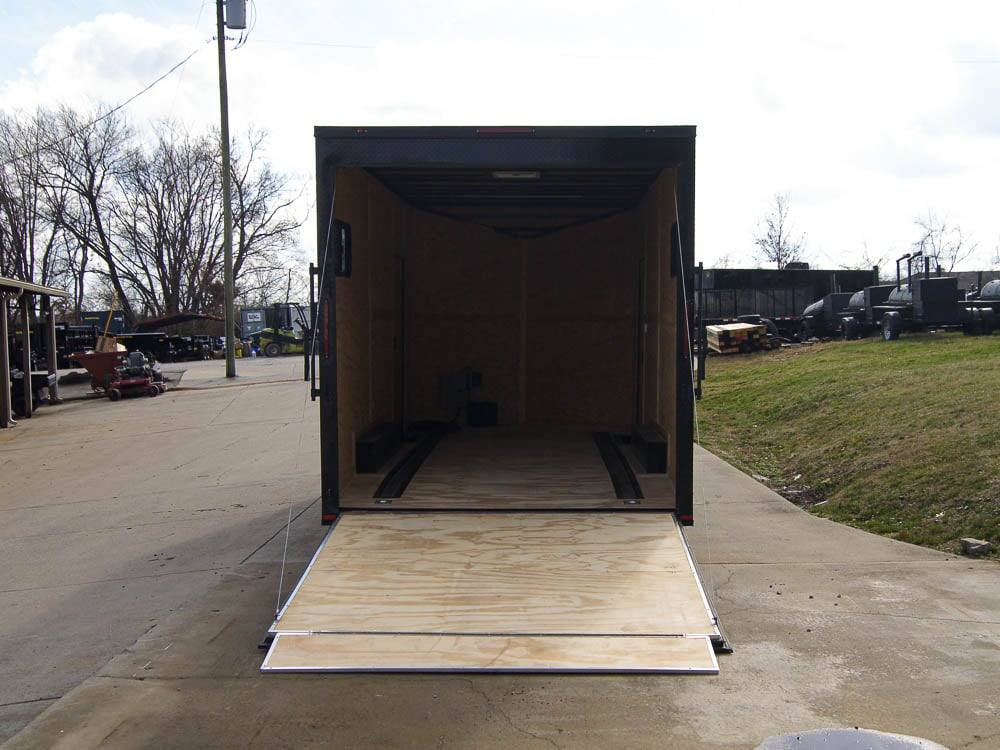 8.5×18 Blue V-Nose Slant Top Enclosed Trailer with Blackout Package - Image 17