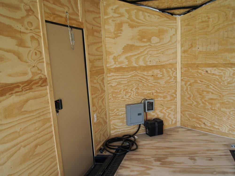 8.5×18 Blue V-Nose Slant Top Enclosed Trailer with Blackout Package - Image 26