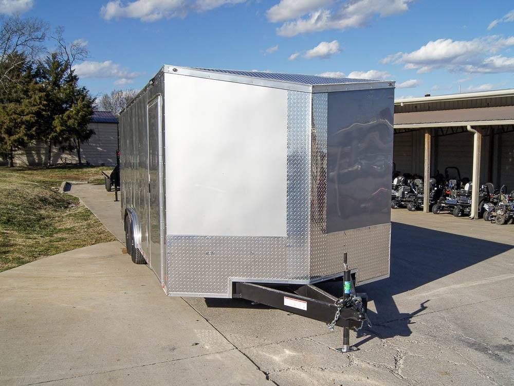 8.5×20 Silver V-Nose Slant Top Enclosed Trailer (2) 5200lb Axles - Image 3