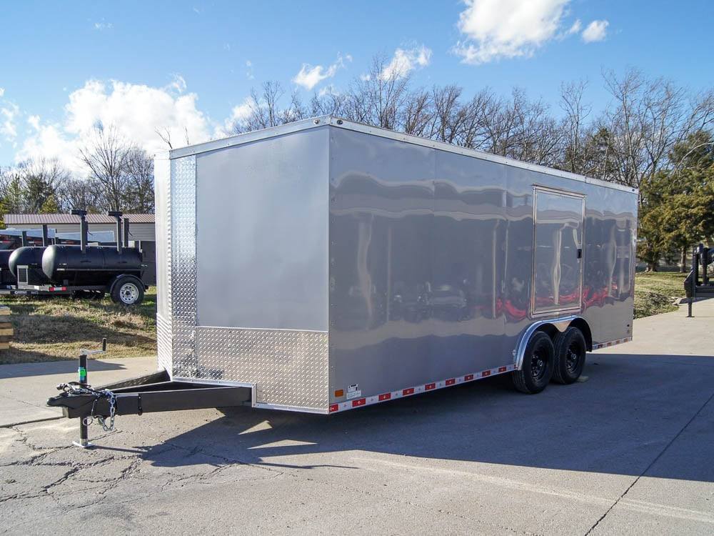 8.5×20 Silver V-Nose Slant Top Enclosed Trailer (2) 5200lb Axles