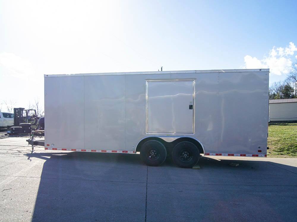 8.5×20 Silver V-Nose Slant Top Enclosed Trailer (2) 5200lb Axles - Image 7