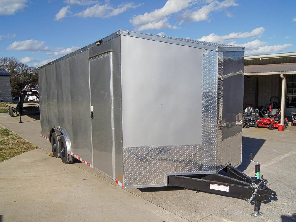 8.5×20 Silver V-Nose Slant Top Enclosed Trailer (2) 5200lb Axles - Image 4