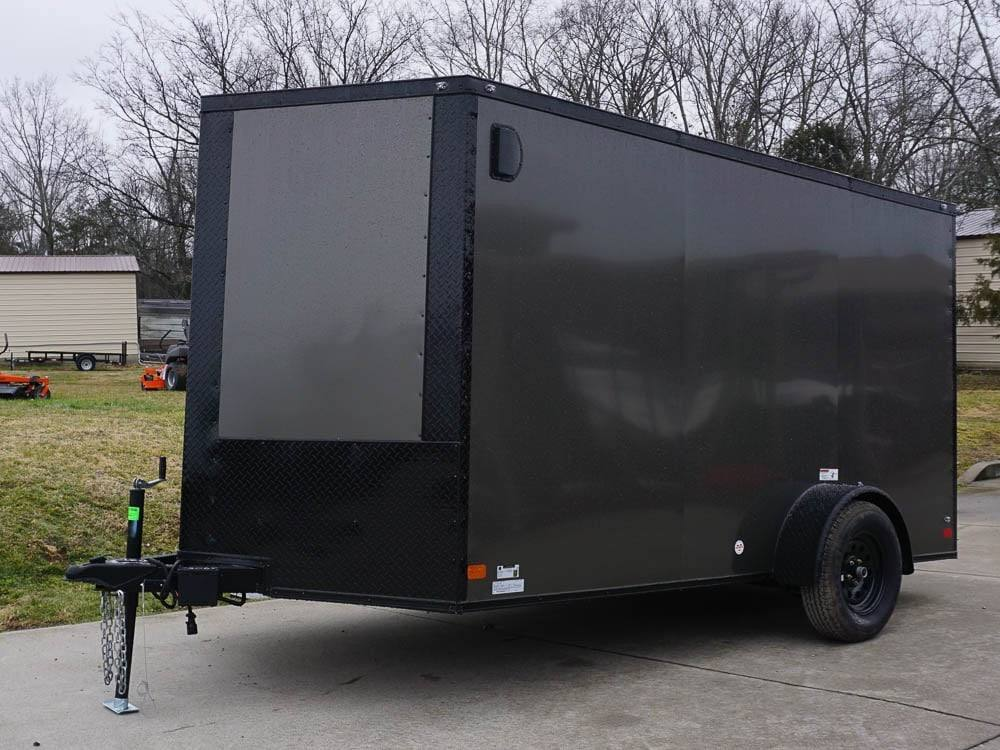 7×12 Enclosed Trailer Charcoal V-Nose Blackout Package 3,500lb Axle Storage - Image 3