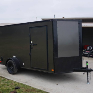 7×12 Enclosed Trailer Charcoal V-Nose Blackout Package 3,500lb Axle Storage
