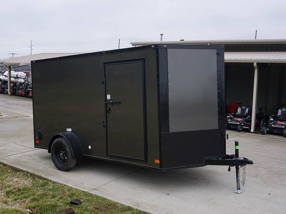 7×12 Enclosed Trailer Charcoal V-Nose Blackout Package 3,500lb Axle Storage