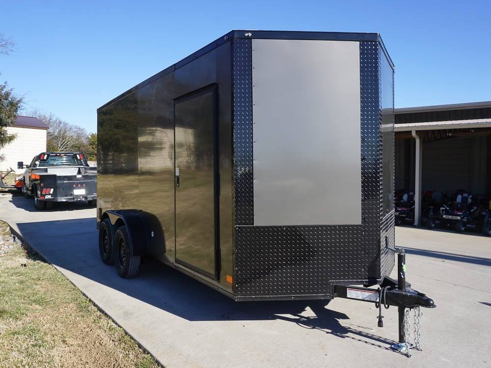 7×16 Enclosed Trailer Charcoal V-Nose Blackout Package Tandem Axle Storage - Image 8