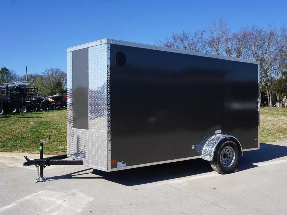 Enclosed Trailer 6′ X 12′ Charcoal- V-Nose 3,500 lb. Axle Storage
