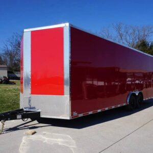 8.5×24 Red Enclosed Trailer (2) 5200lb Axles 7.5 Interior Height Storage