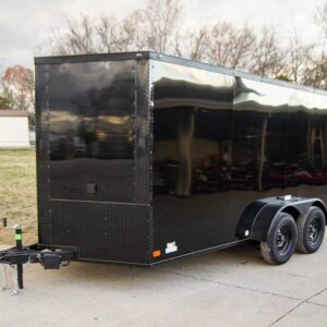 7×14 Black V-Nose Enclosed Trailer Blkout Pkg (2) 3,500lb Axles Elec Pkg