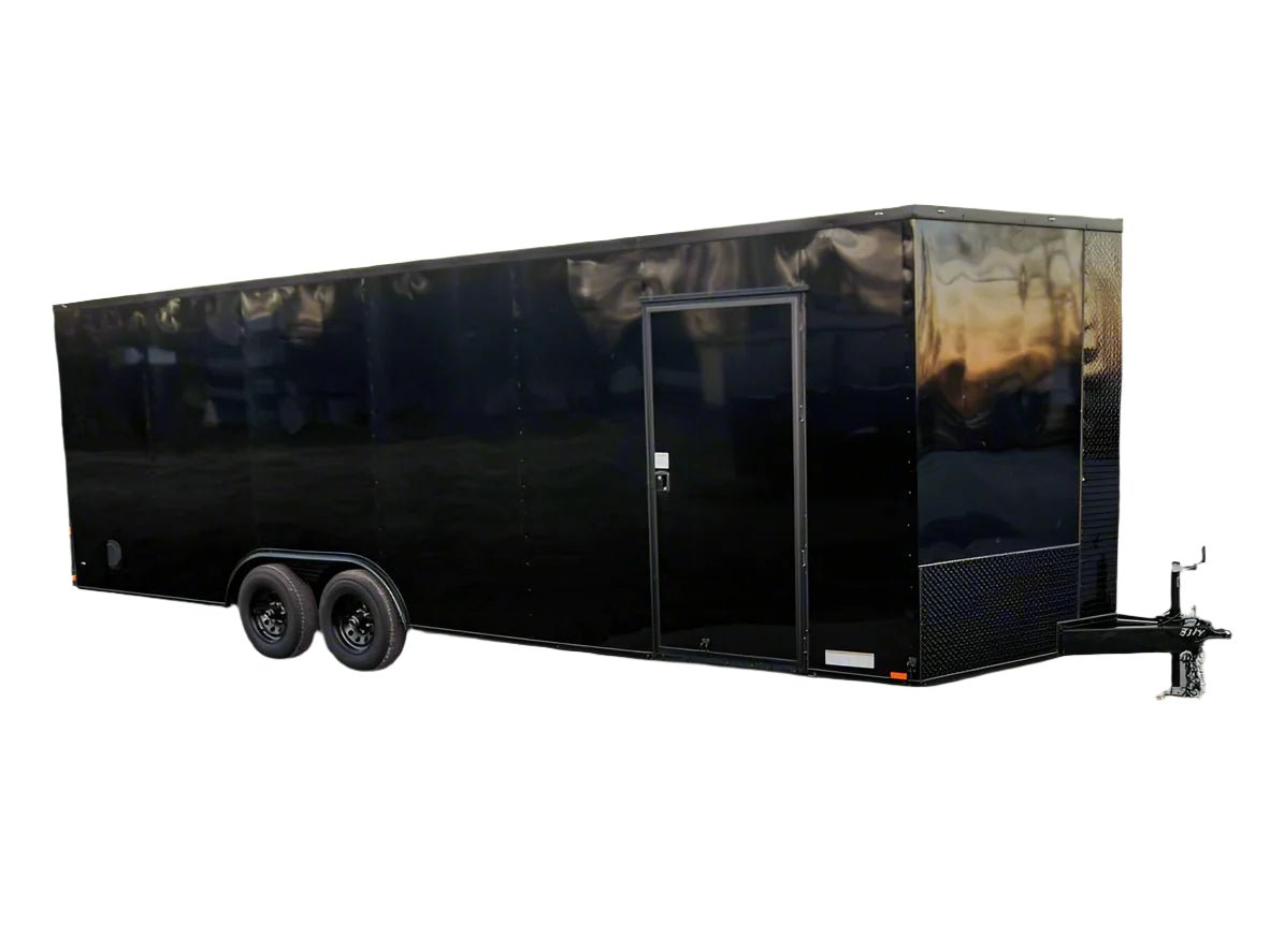 8.5×24 Black V-Nose Enclosed Trailer Blackout Pkg (2) 5,200lb Axles
