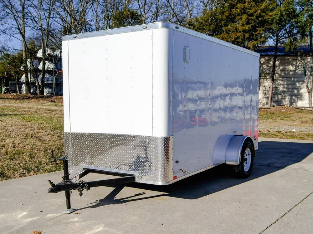 6×12 Flat Nose White Enclosed Trailer 3,500lb Axle