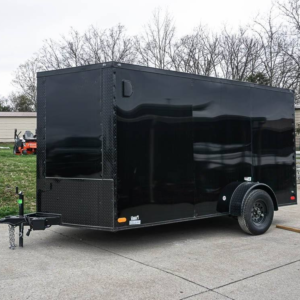 7×12 Enclosed Trailer Black V-Nose Blackout Package 3,500lb Axle Storage
