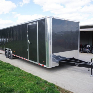 8.5×28 Custom Charcoal Flat Nose Enclosed Trailer (2) 5200 Axles Storage