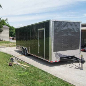 8.5×28 Charcoal Custom Enclosed Trailer (2) 7K Axles Storage