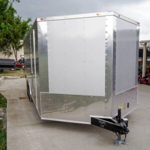 8.5×20 Silver Enclosed Trailer V-Nose (2) 5,200lb Axles Storage