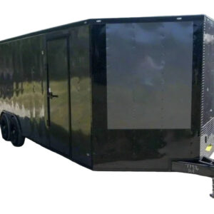 8.5×24 Charcoal Grey V-Nose Enclosed Trailer with Blackout Package Storage