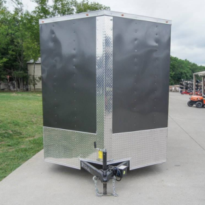 7×12 Charcoal V-Nose Custom Enclosed Trailer 3500lb Axle with Brake Storage