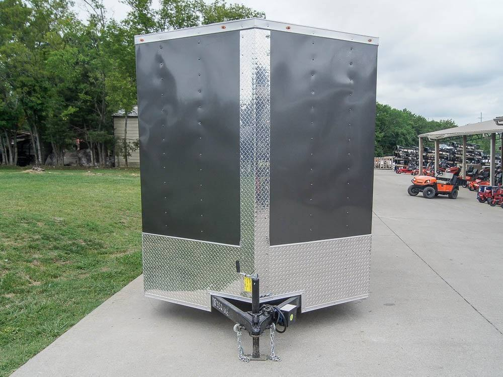 7×12 Charcoal V-Nose Custom Enclosed Trailer 3500lb Axle with Brake Storage