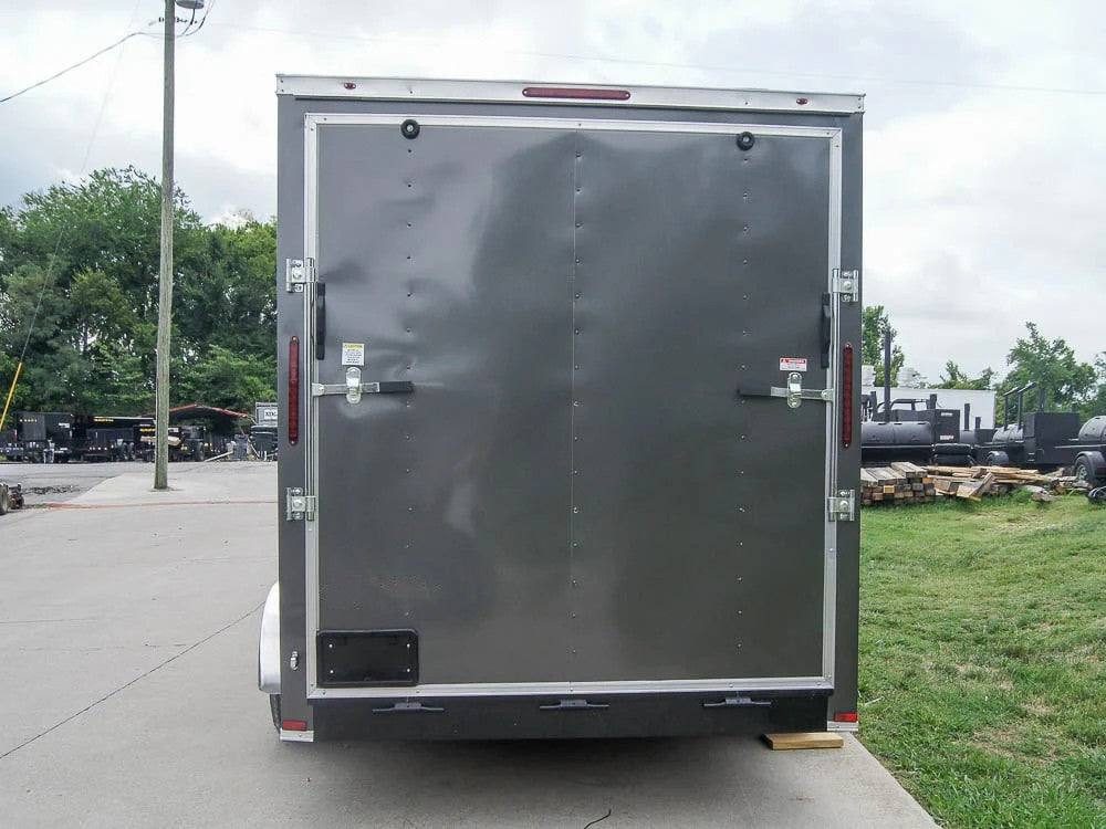 7×12 Charcoal V-Nose Custom Enclosed Trailer 3500lb Axle with Brake Storage - Image 5