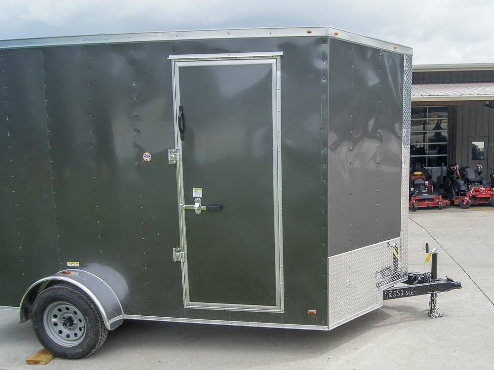 7×12 Charcoal V-Nose Custom Enclosed Trailer 3500lb Axle with Brake Storage - Image 3