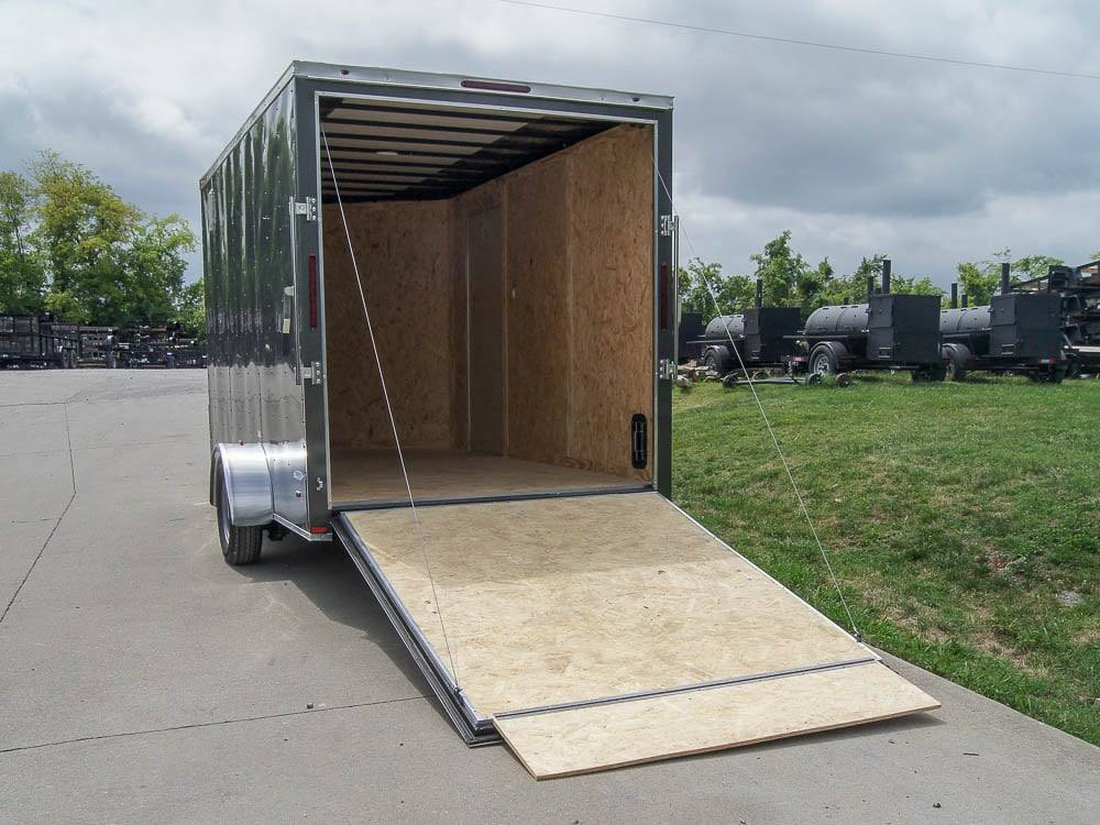 7×12 Charcoal V-Nose Custom Enclosed Trailer 3500lb Axle with Brake Storage - Image 6