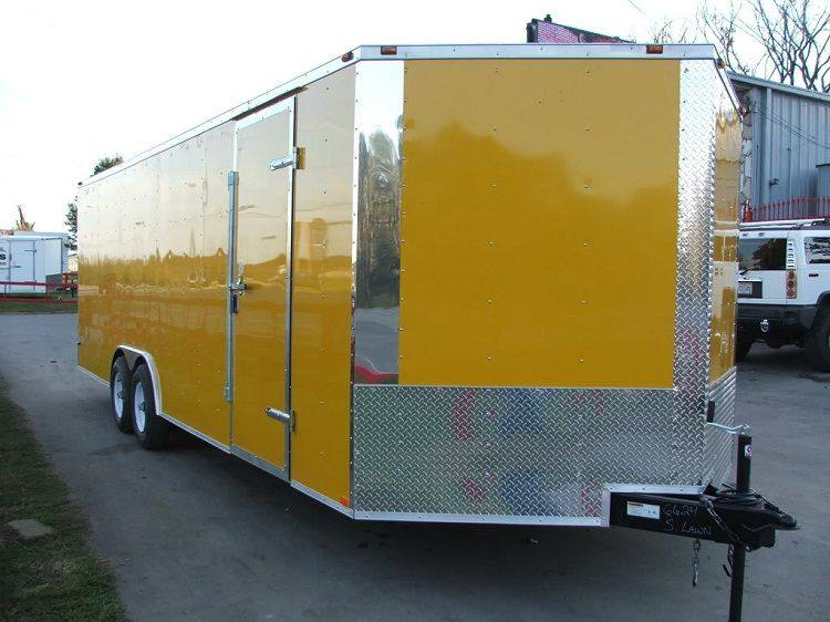 Enclosed Trailer 8.5’x24′ Yellow – Mower Motorcycle Car Truck Hauler Storage