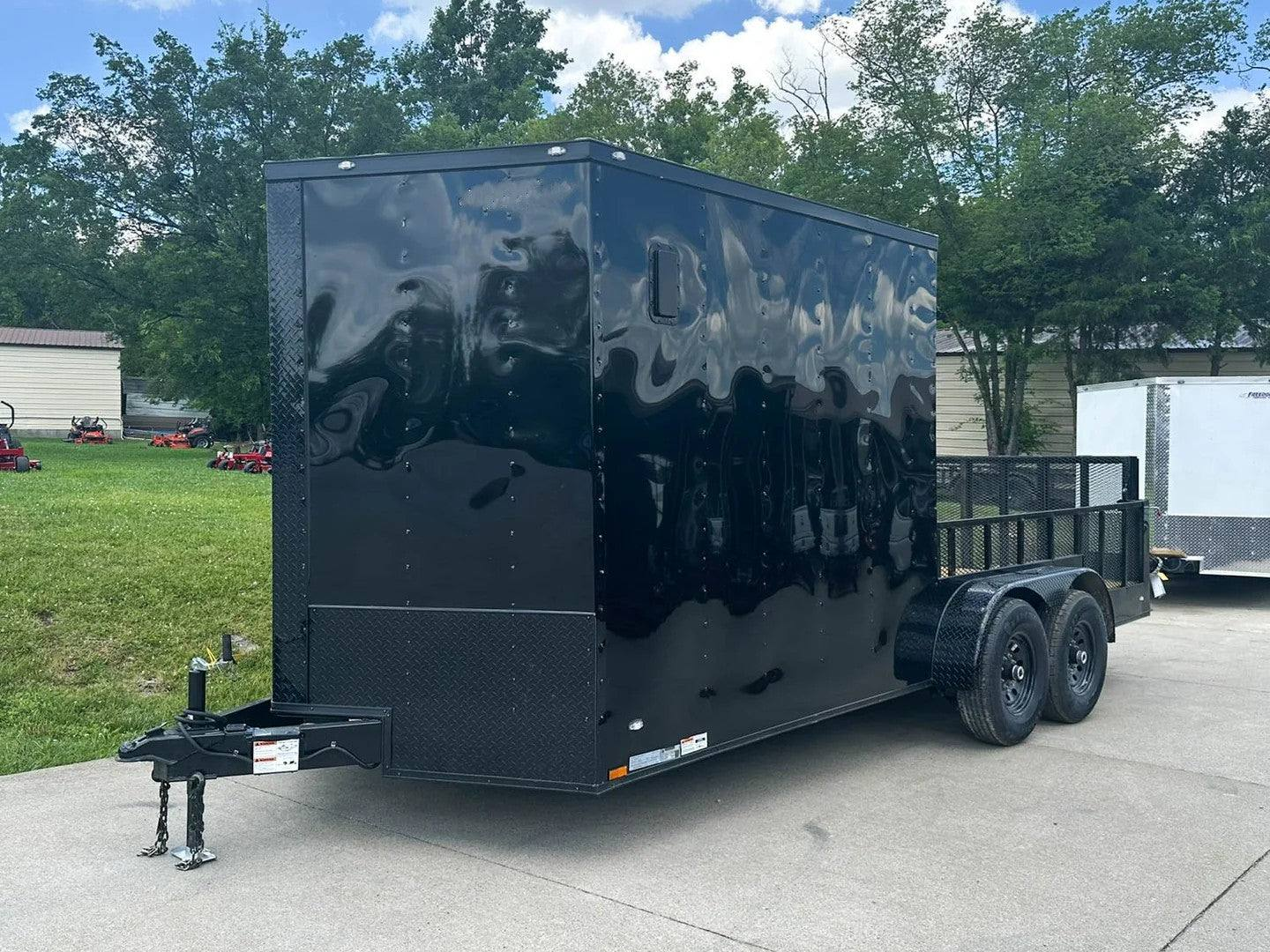 7×18 Black with Blackout Hybrid Enclosed Trailer (2) 7K Axles Storage - Image 3