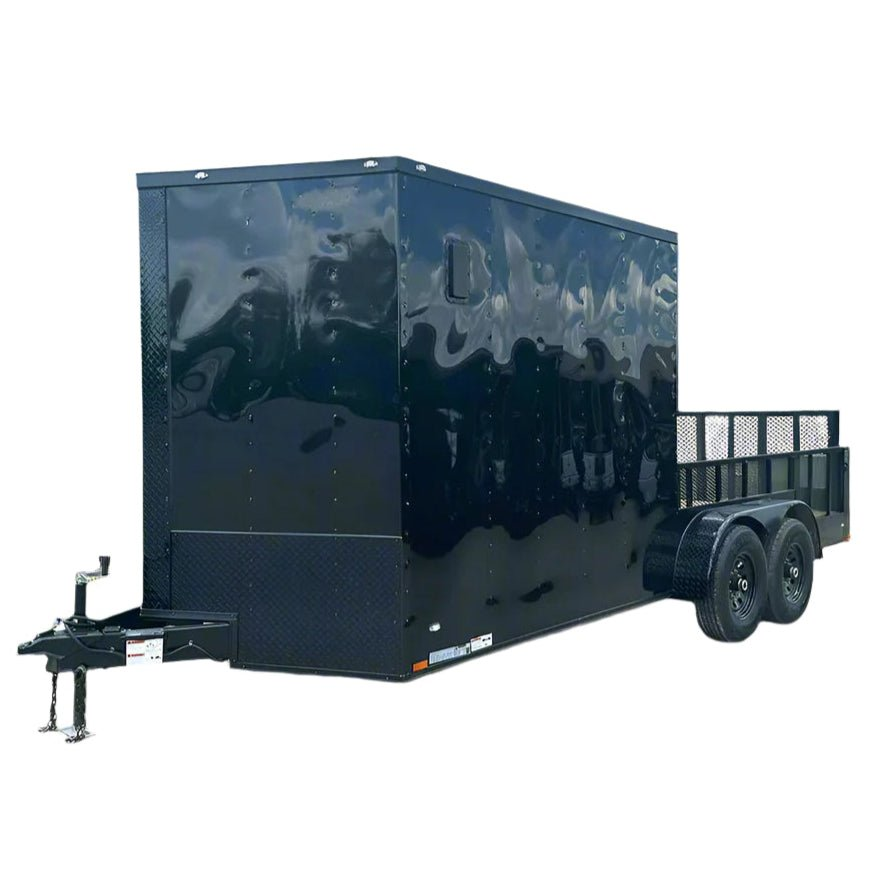 7×18 Black with Blackout Hybrid Enclosed Trailer (2) 7K Axles Storage