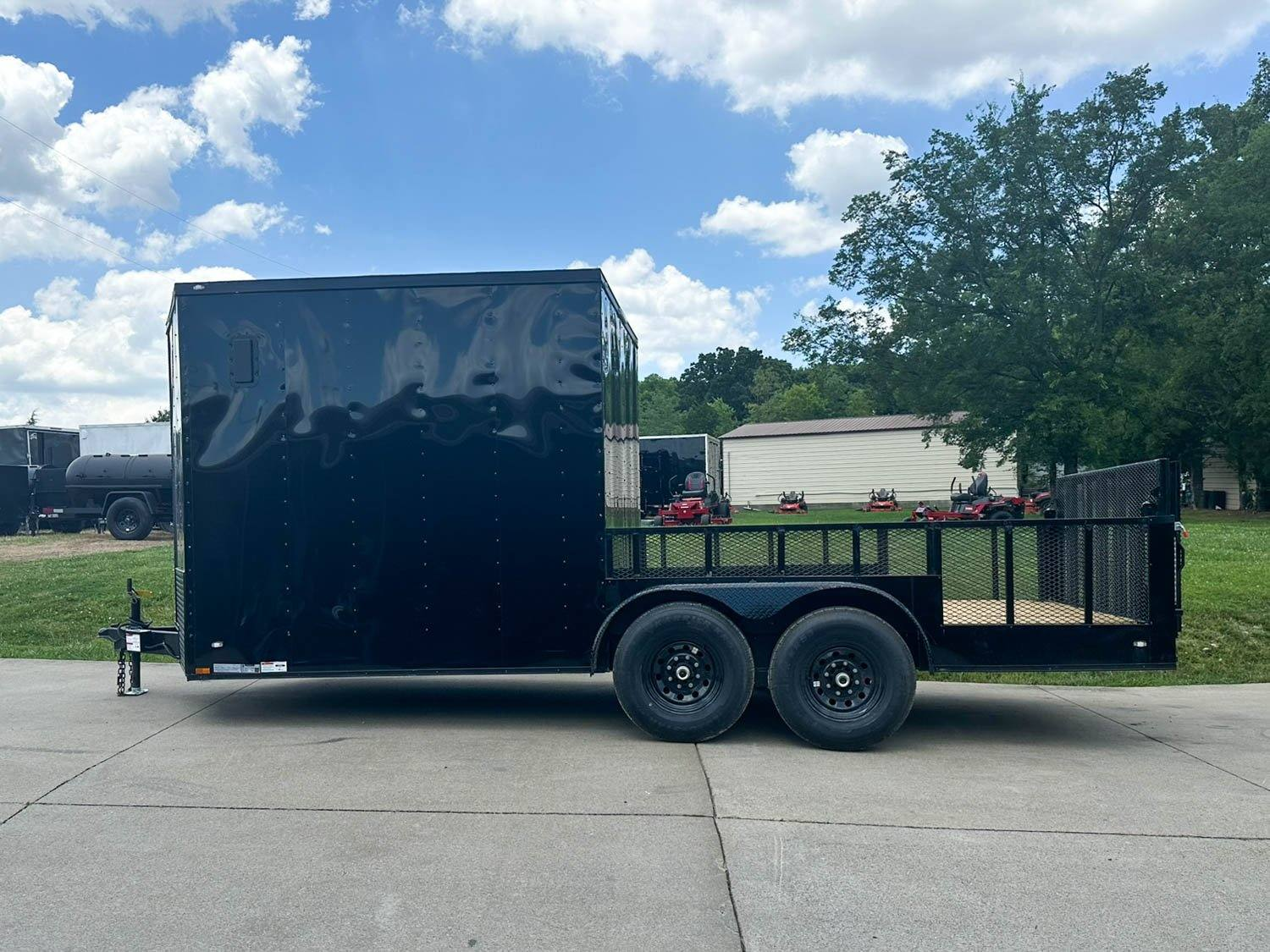 7×18 Black with Blackout Hybrid Enclosed Trailer (2) 7K Axles Storage - Image 5