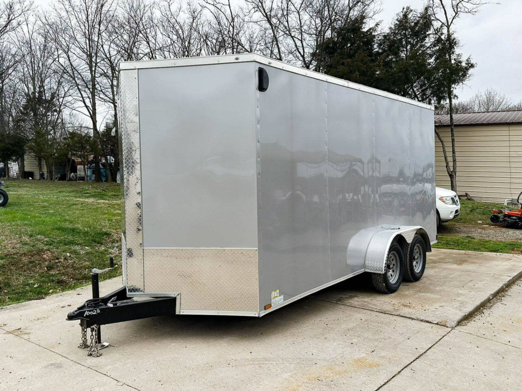 7×16 Silver V-Nose Enclosed Trailer (2) 3,500lb Axles 7ft Interior