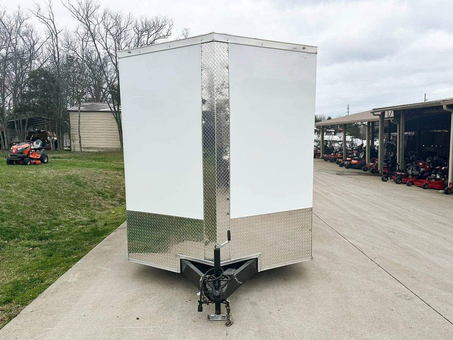 7×16 White V-Nose Enclosed Trailer (2) 3,500lb Axles 7ft Interior 7K GVWR - Image 2