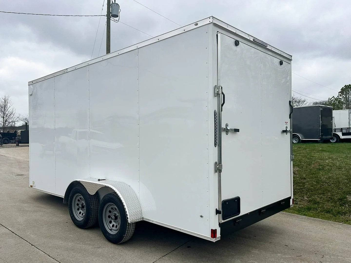7×16 White V-Nose Enclosed Trailer (2) 3,500lb Axles 7ft Interior 7K GVWR - Image 4