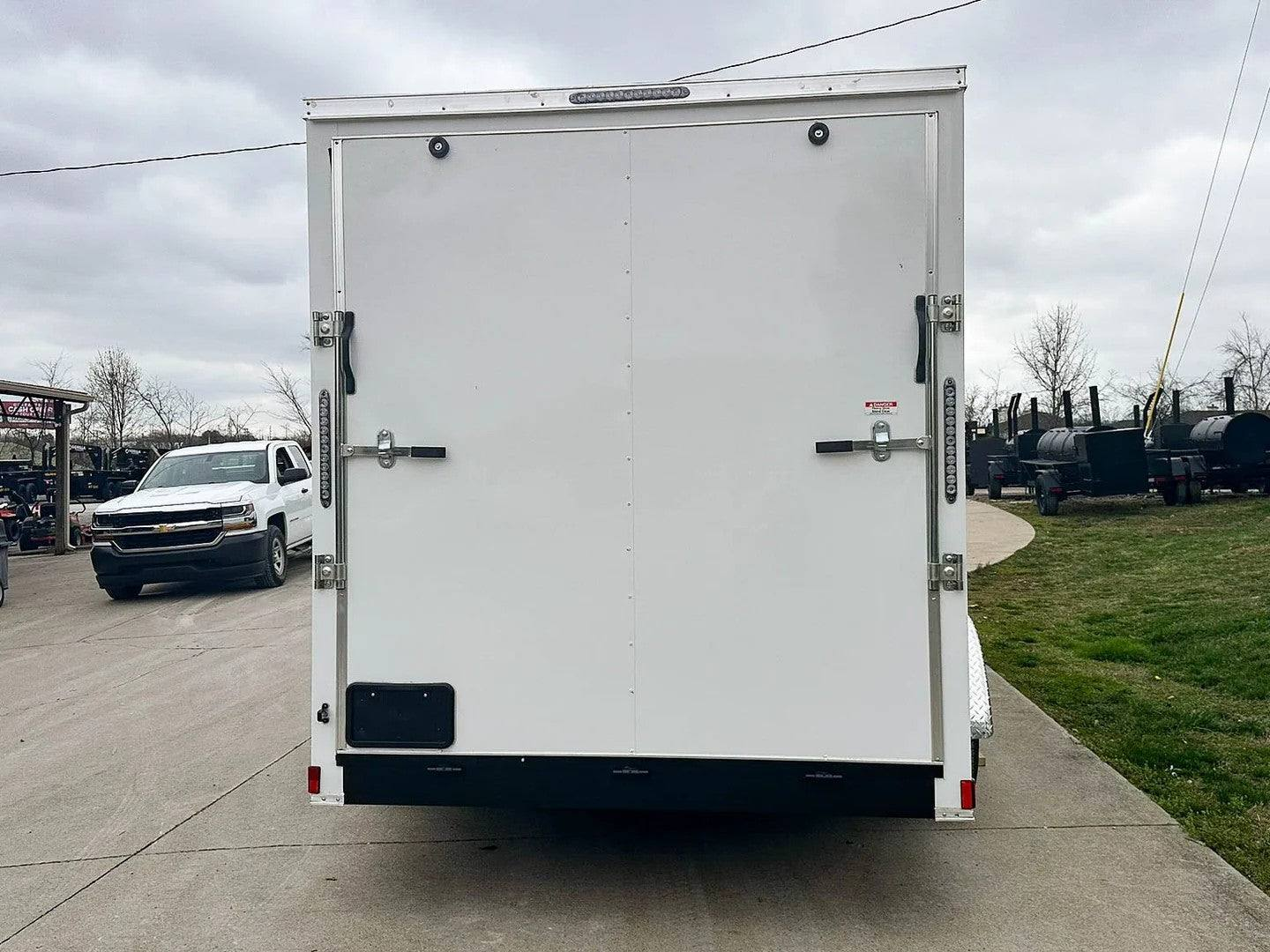7×16 White V-Nose Enclosed Trailer (2) 3,500lb Axles 7ft Interior 7K GVWR - Image 6