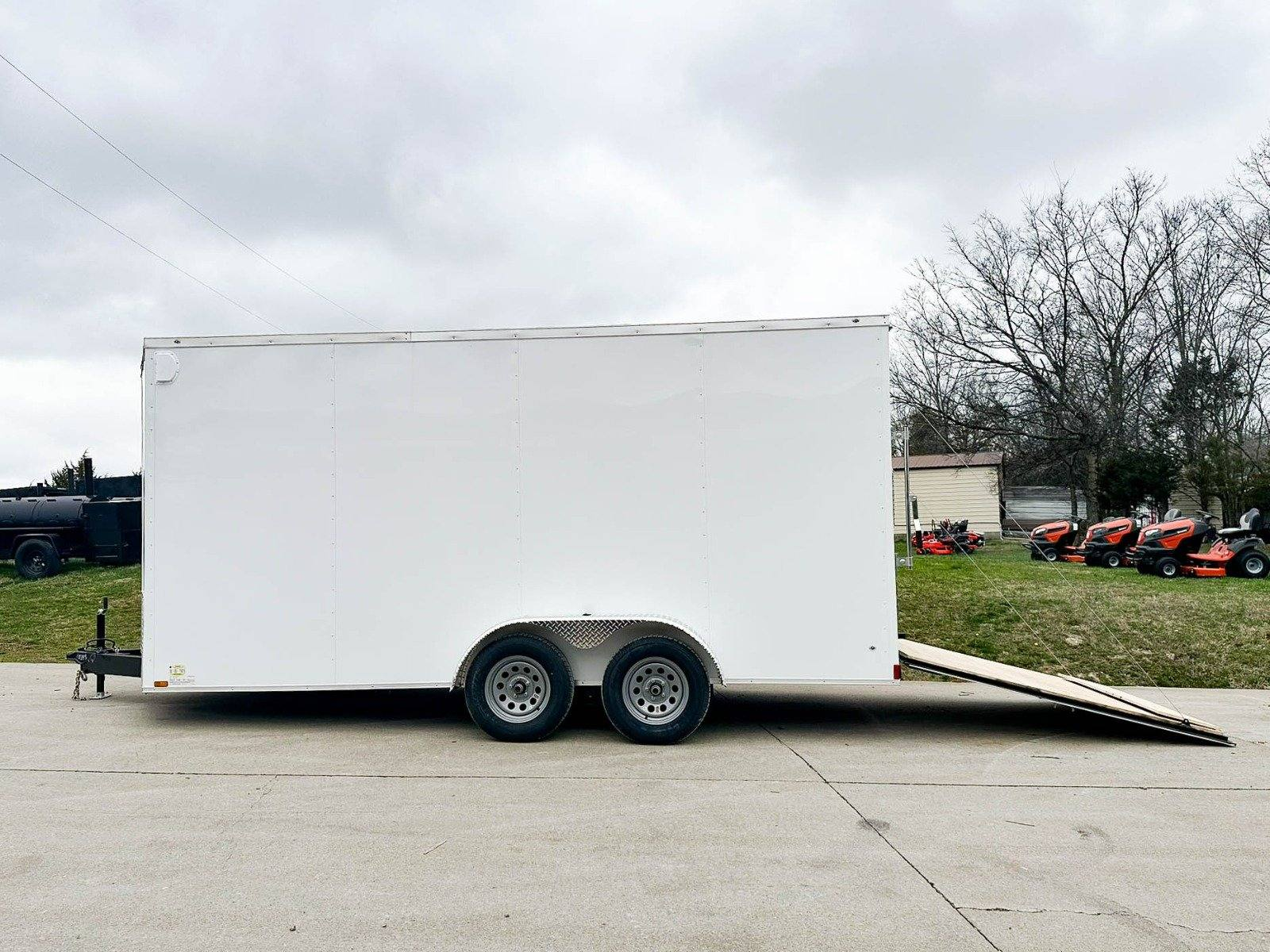 7×16 White V-Nose Enclosed Trailer (2) 3,500lb Axles 7ft Interior 7K GVWR - Image 3