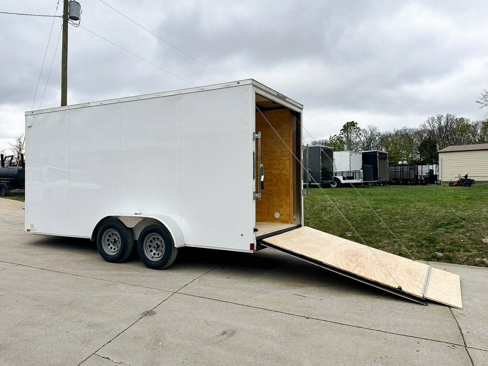 7×16 White V-Nose Enclosed Trailer (2) 3,500lb Axles 7ft Interior 7K GVWR - Image 8