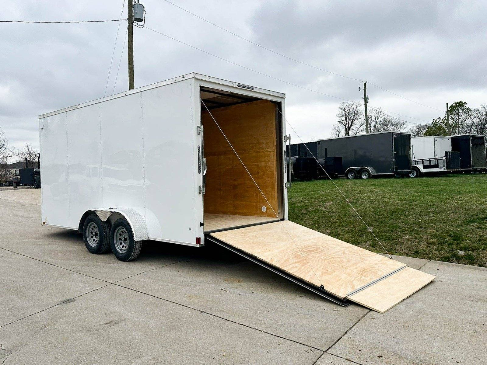 7×16 White V-Nose Enclosed Trailer (2) 3,500lb Axles 7ft Interior 7K GVWR - Image 9