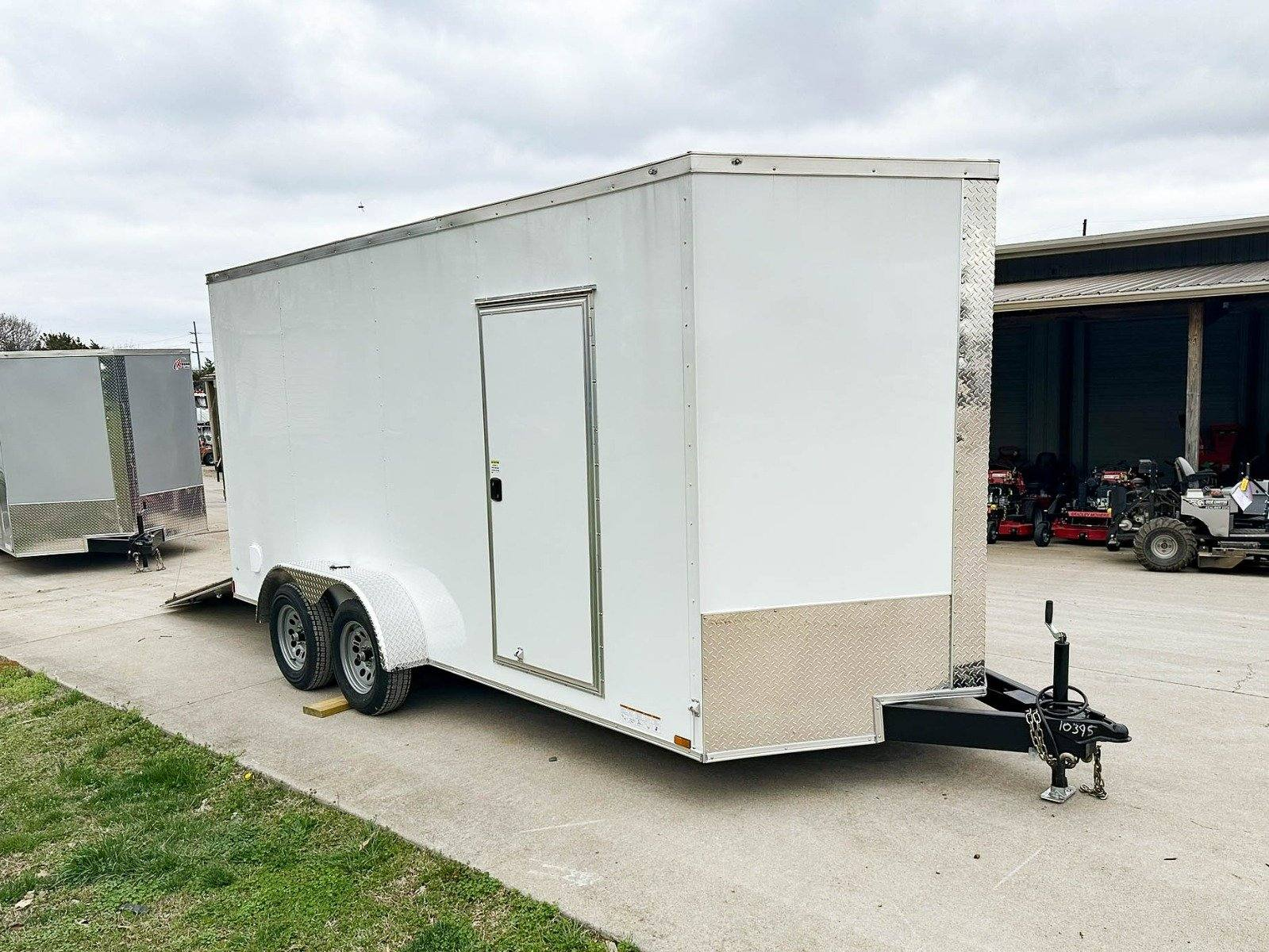 7×16 White V-Nose Enclosed Trailer (2) 3,500lb Axles 7ft Interior 7K GVWR - Image 14