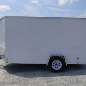Enclosed Trailer 7’x12′ V-Nose with Barn Doors Storage 3500 lb Axle