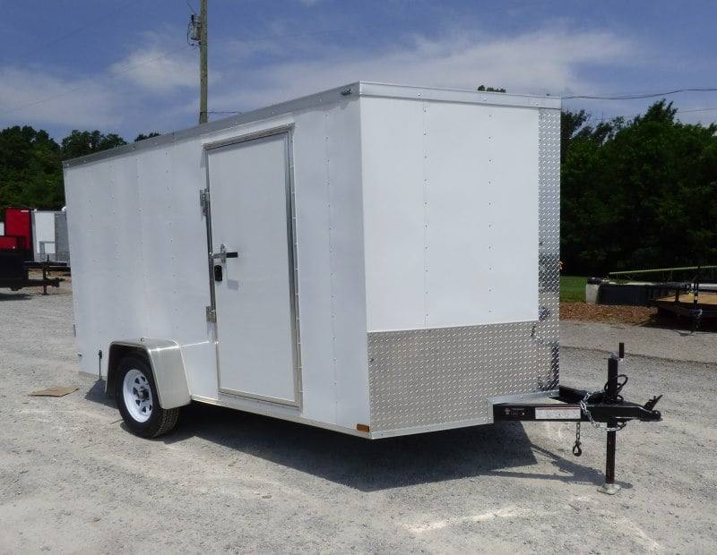 Enclosed Trailer 7’x12′ V-Nose with Barn Doors Storage 3500 lb Axle - Image 3
