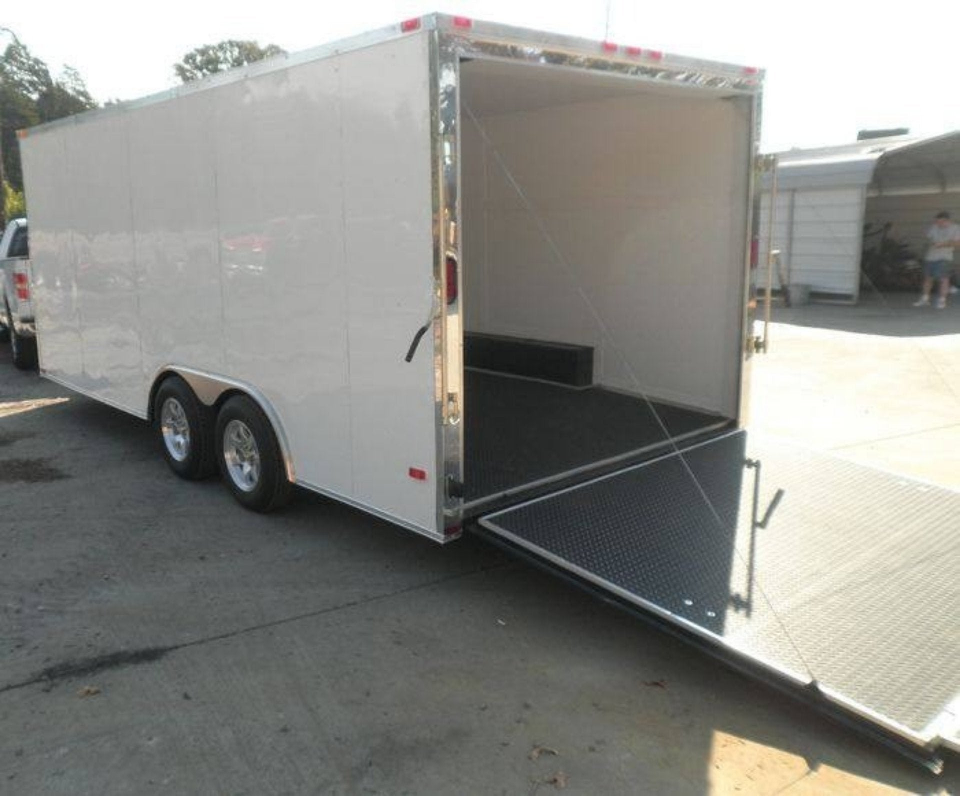 Enclosed Trailer 8.5′ X 18′ White – Car ATV Bike Hauler – 3500 lb Axles Storage - Image 4